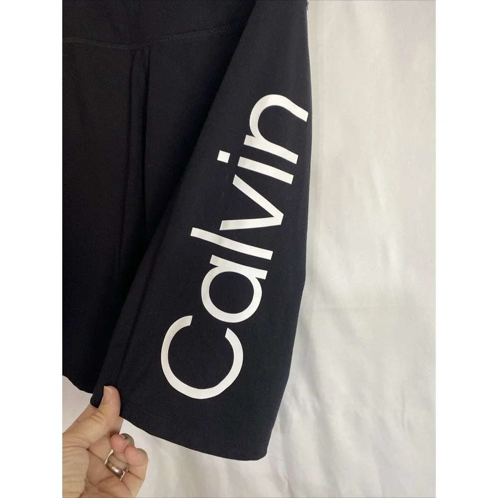 Calvin Klein Performance Womens Black Logo Biker Shorts High Waist Side Pocket L